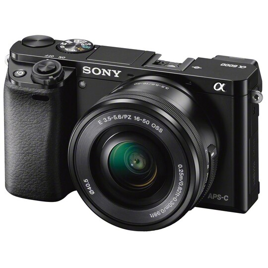 Sony A6000 systemkamera m/16-50mm PZ-objektiv (sort) - Elkjøp