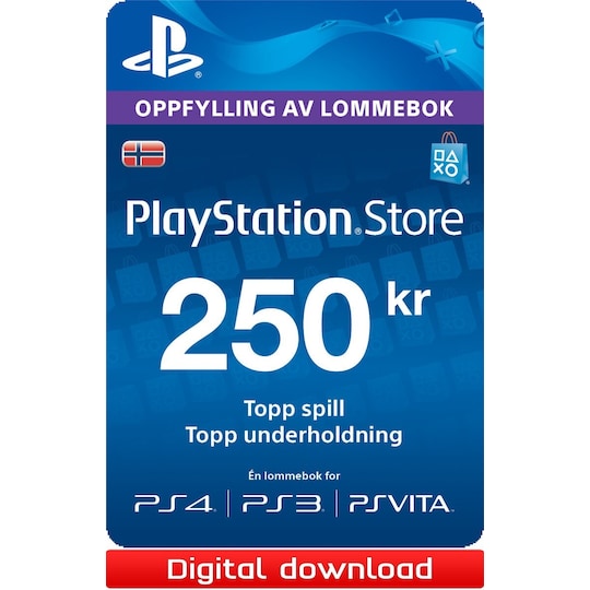 PlayStation Store PSN gavekort 250 NOK - Elkjøp