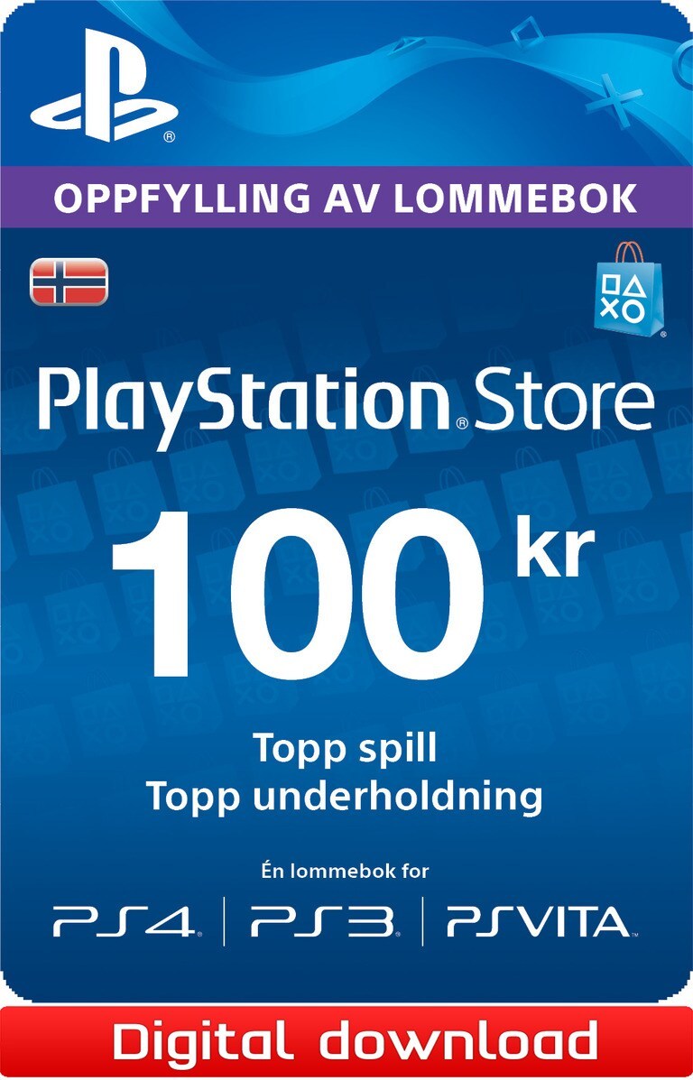 PlayStation Store PSN gavekort 100 NOK - Elkjøp