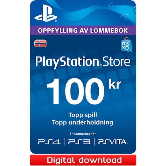 Wallet Top-up: 100 NOK (NO) - Playstation 4,Playstation 3,Playstation -  Elkjøp