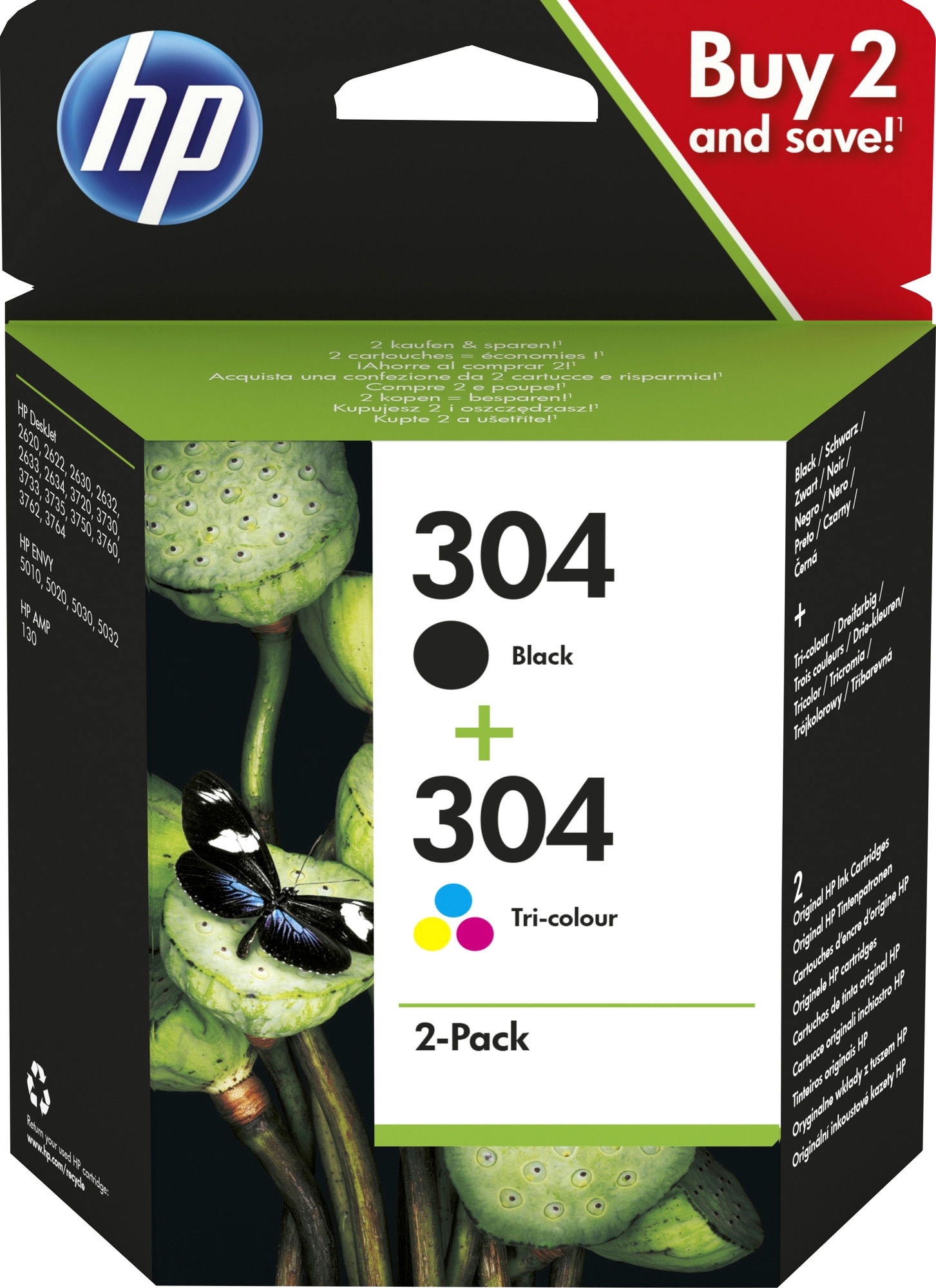 HP 304 blekkpatron sort og trefarget kombopakke - Elkjøp