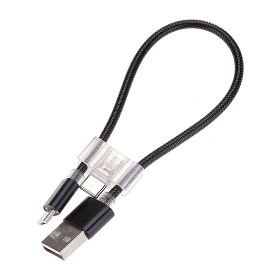Kort Usb-kabel 2A Micro USB + USB-C / Type-C ladekabel - Elkjøp
