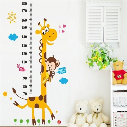 Barn veggdekorasjon / wall stickers barn - Målepinne Giraff - Elkjøp