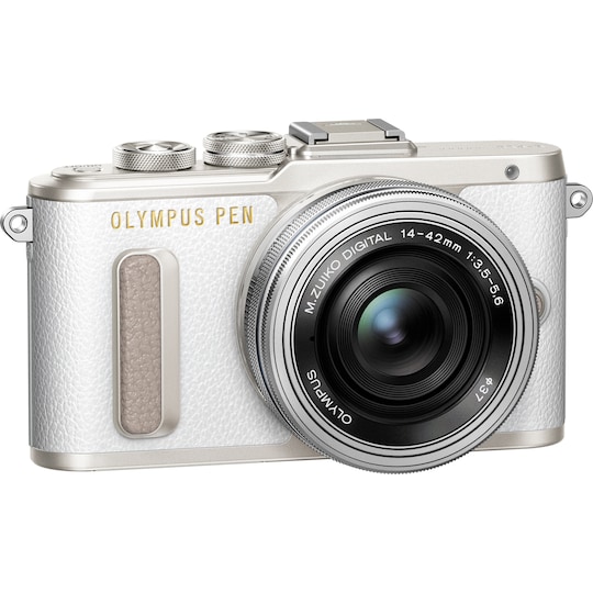 Olympus PEN E-PL8 CSC kamera + 14-42 mm pannekakeobjektivsett (hvit) -  Elkjøp