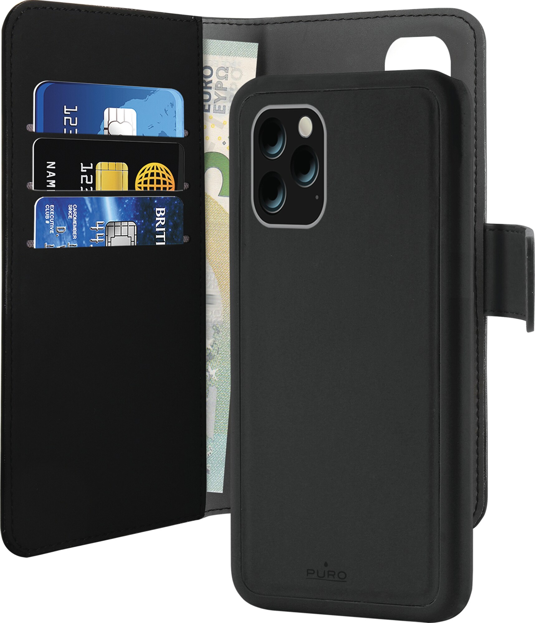 Puro 2-i-1 lommebok til iPhone 11 Pro Max (sort) - Elkjøp