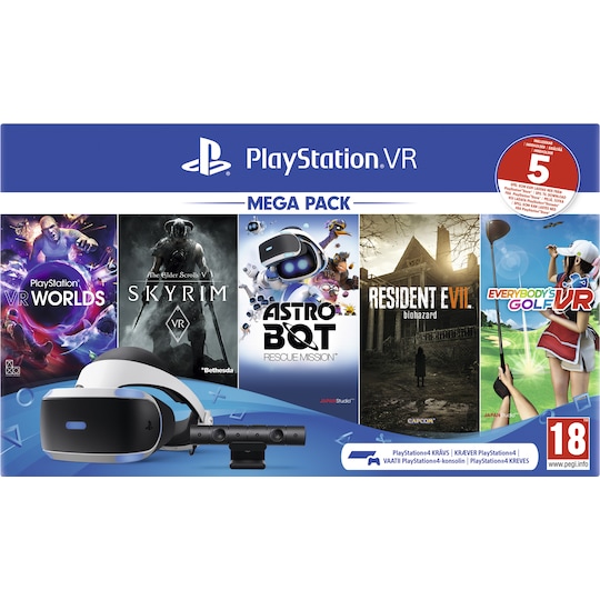 PlayStation VR Mega Pack 2: PS VR-headsett med kamera og 5 VR-spill - Elkjøp