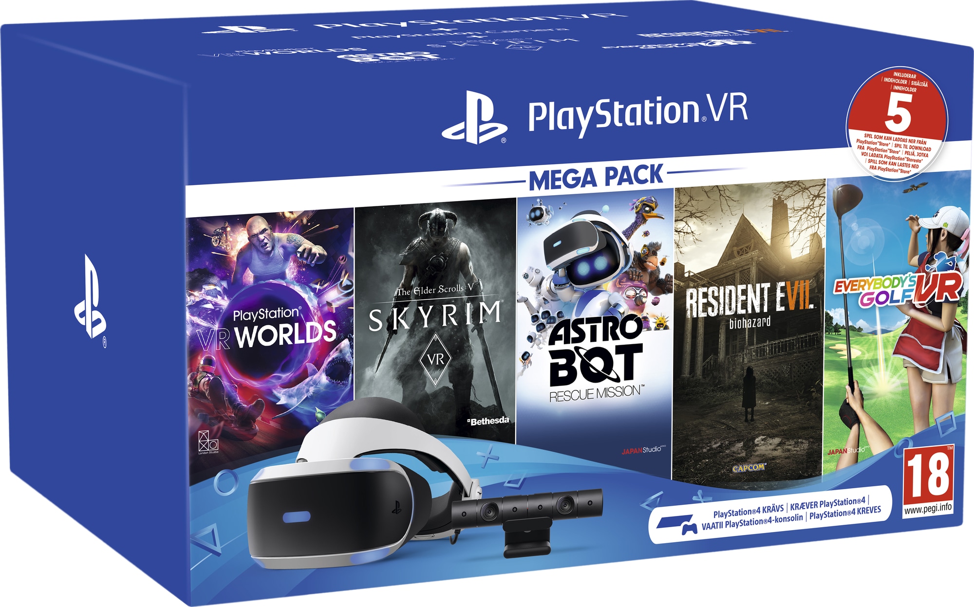 PlayStation VR Mega Pack 2: PS VR-headsett med kamera og 5 VR-spill - Elkjøp