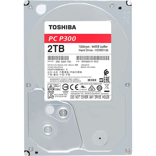 Toshiba P300 intern harddisk (2 TB) - Elkjøp