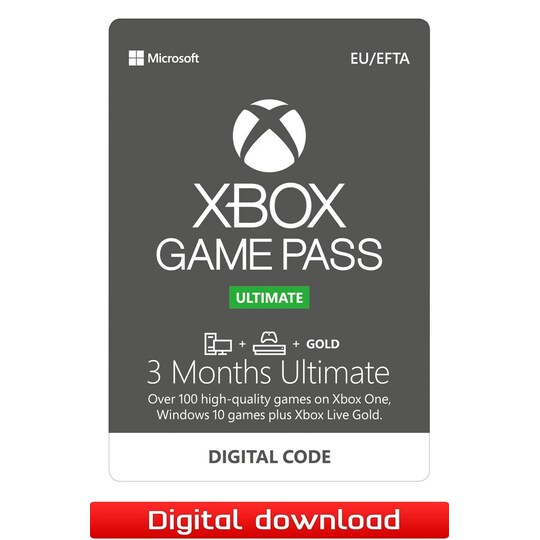 Xbox Game Pass Ultimate 3 måneders abonnement - XBOX One, PC Windows -  Elkjøp