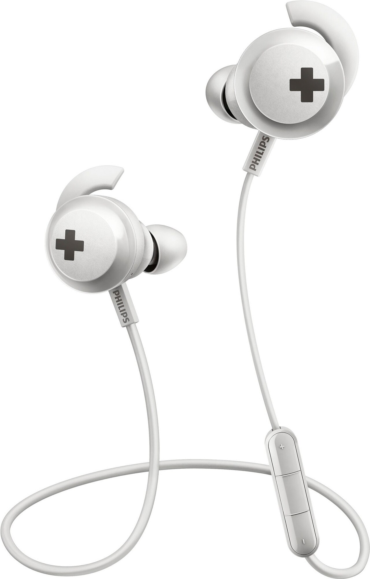 Philips Bass+ trådløse in-ear hodetelefoner (hvit) - Elkjøp