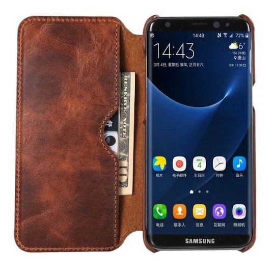 Lommebok slim ekte lær Samsung Galaxy S8 Plus (SM-G955F) - brun - Elkjøp