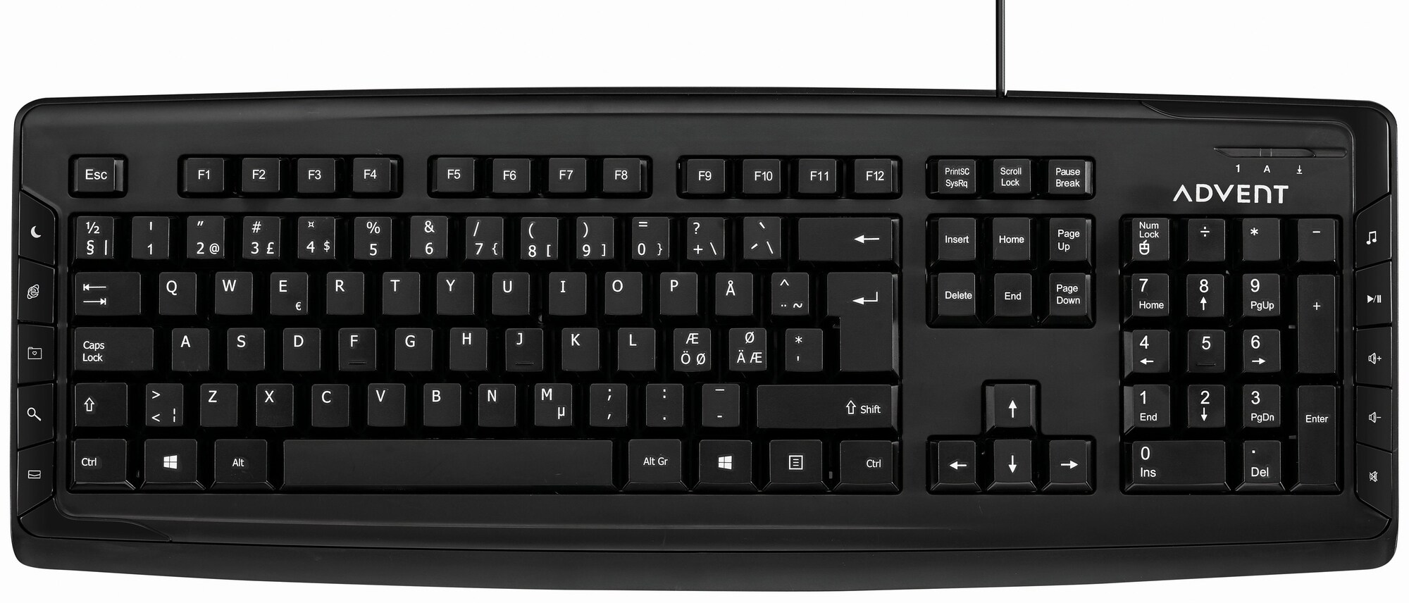 Advent kablet tastatur (sort) - Mus og tastatur - Elkjøp
