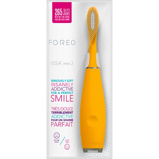 Foreo Issa Mini 2 sonisk tannbørste F8451 (gul) - Elkjøp
