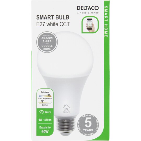 Deltaco E27 smart lyspære (hvit) - Elkjøp