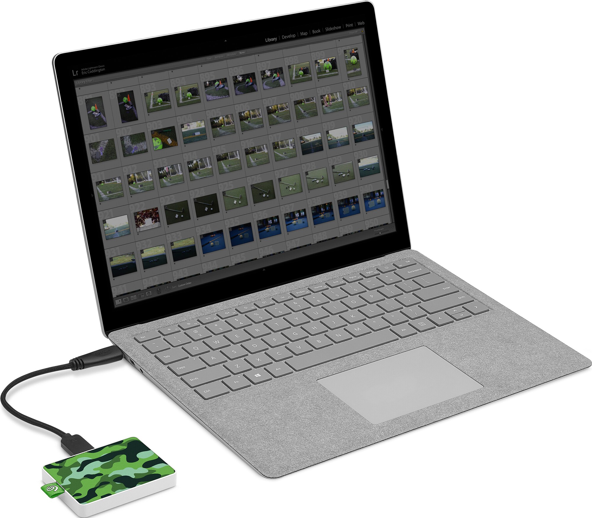 Seagate One Touch bærbar SSD-disk, 500 GB (grønn kamuflasje ...