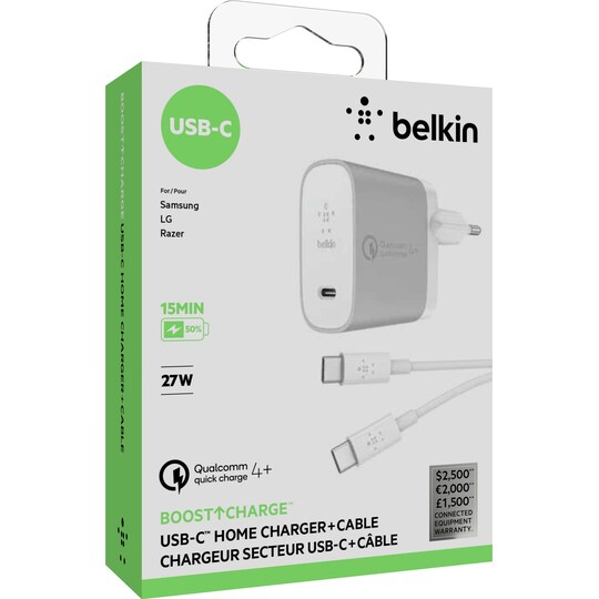 Belkin BOOST↑CHARGE USB-C-lader (hvit) - Elkjøp
