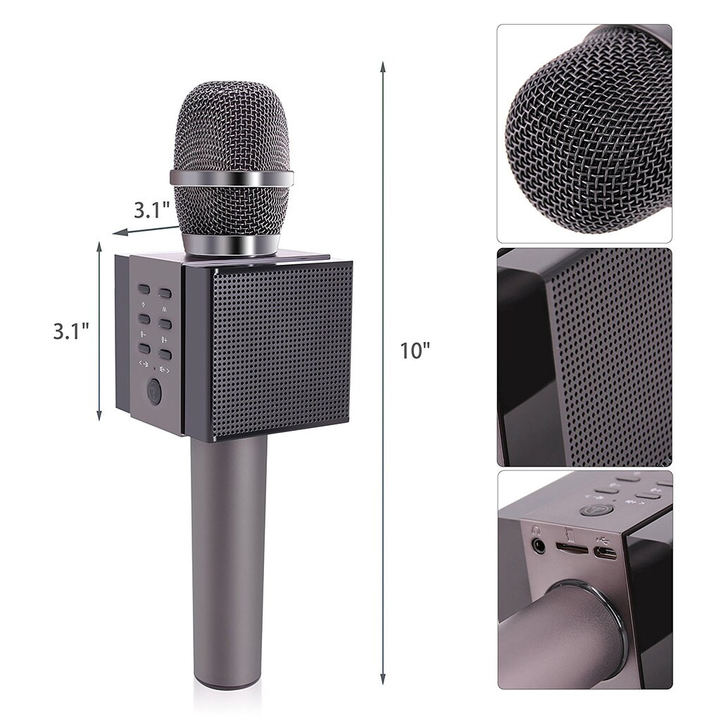 Karaoke mikrofon med Bluetooth-høyttaler 5W - grafitt svart - Mikrofon -  Elkjøp