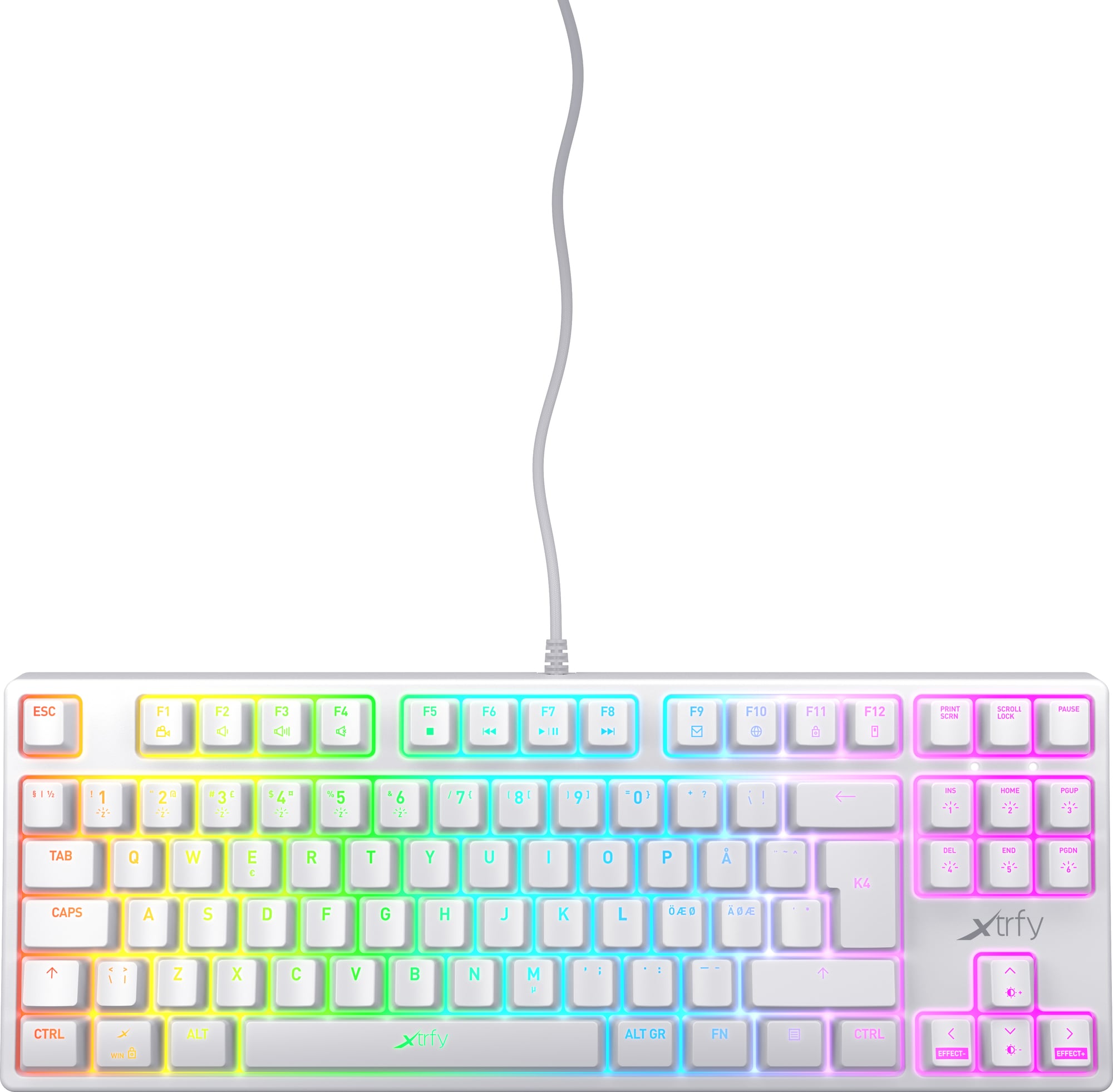 Xtrfy K4 RGB tenkeyless mekanisk gamingtastatur (hvit) - Elkjøp