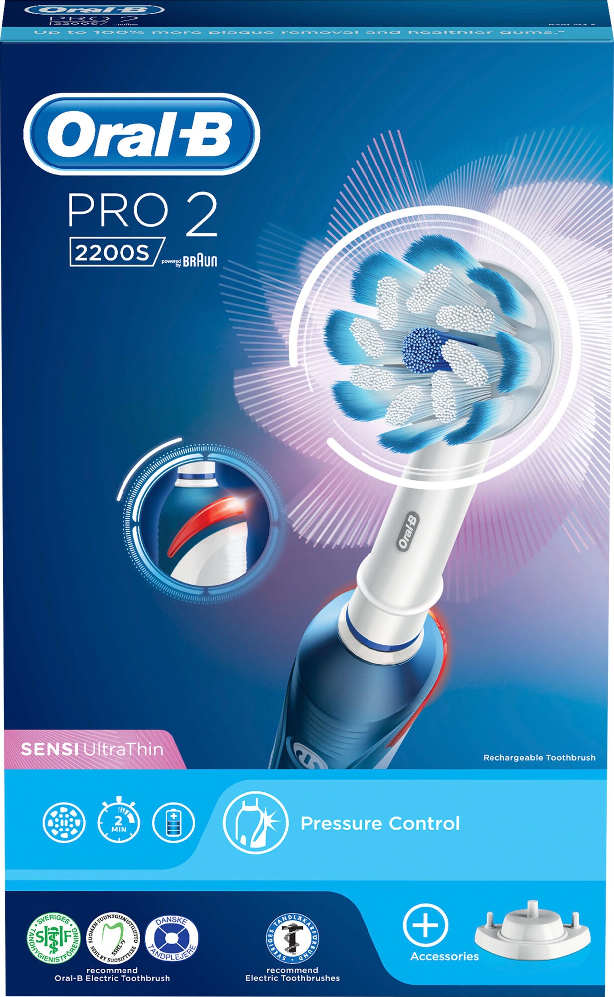 Oral-B Pro-2 2200S elektrisk tannbørste (blå/hvit) - Tannpleie - Elkjøp