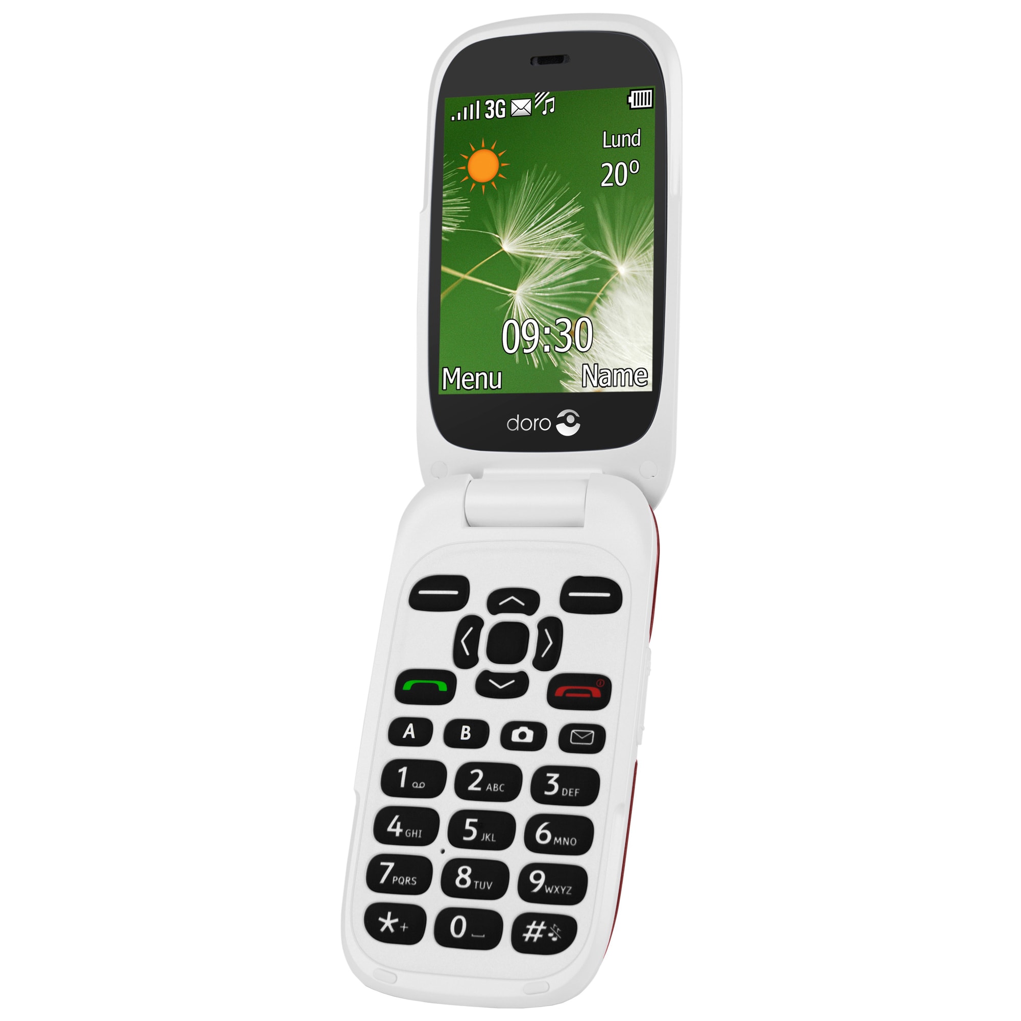 Doro 6521 mobiltelefon (rød/hvit) - Elkjøp