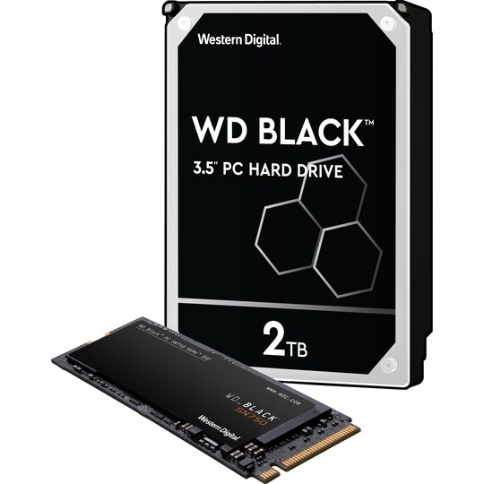 WD Black 3,5" 2 TB harddisk & WD Black SN750 500 GB NVMe SSD-lagring -  Elkjøp