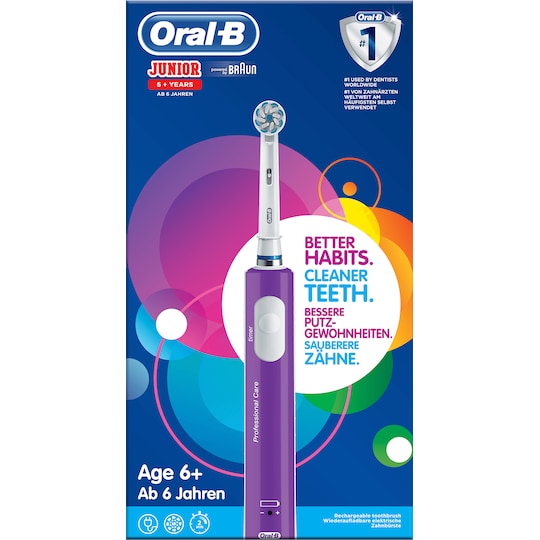 Oral-B Junior elektrisk tannbørste barn D16 (lilla) - Elkjøp