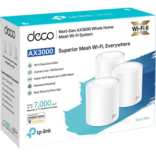 TP-Link Deco X60 mesh WiFi 6 sett (3-pakning) - Elkjøp