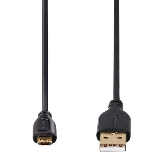 HAMA USB-Kabel USB-USB-Micro 0,75 m. Guldplätterad Svart - Elkjøp