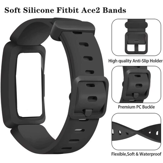 Fitbit Ace 2/Inspire/Inspire HR armband silikon Svart - Elkjøp