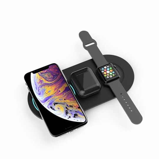 Trådløs hurtiglader for mobil, Apple Watch og Airpods svart - Elkjøp