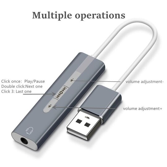 INF Eksternt lydkort USB 2.0 til 3.5 mm adapter - Elkjøp