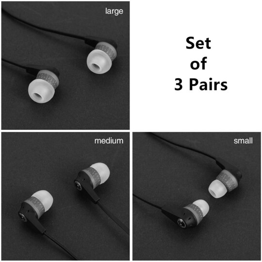 3-pakks universelle ørepropper for hodetelefoner - silikon - hvit - Elkjøp
