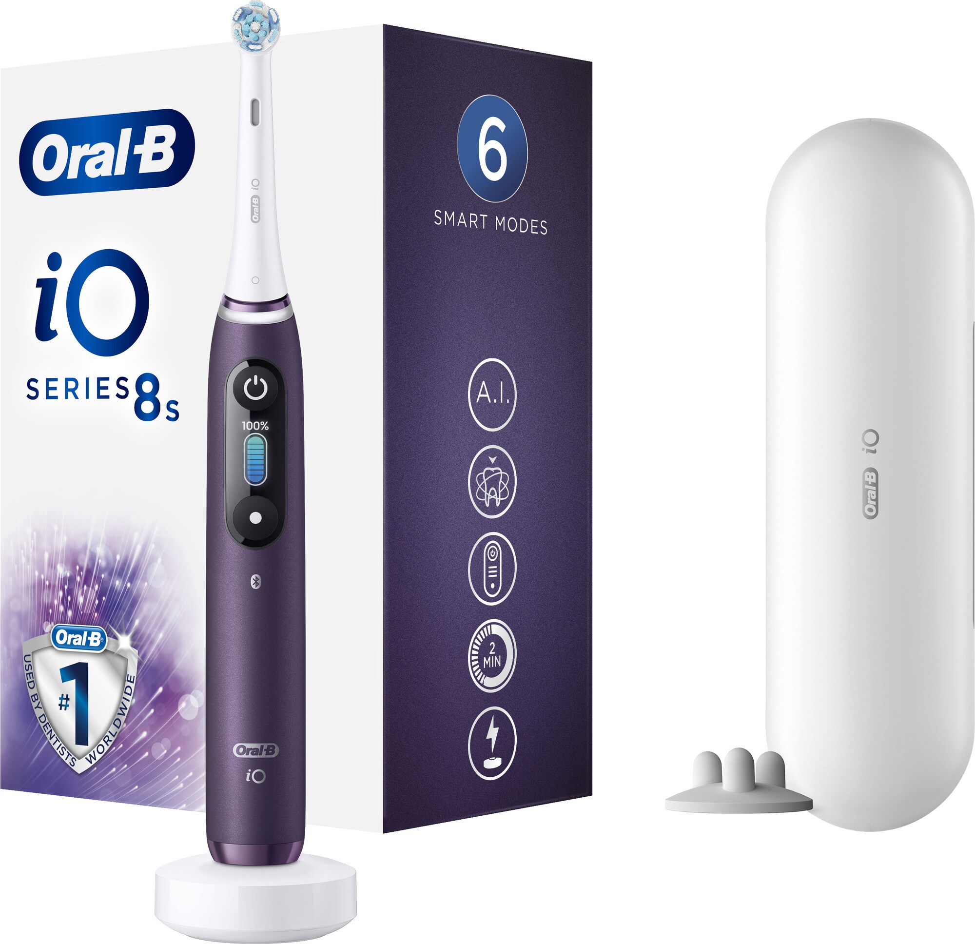Oral B iO Series 8S elektrisk tannbørste IO8VI (fiolett) - Elektriske  tannbørster - Elkjøp