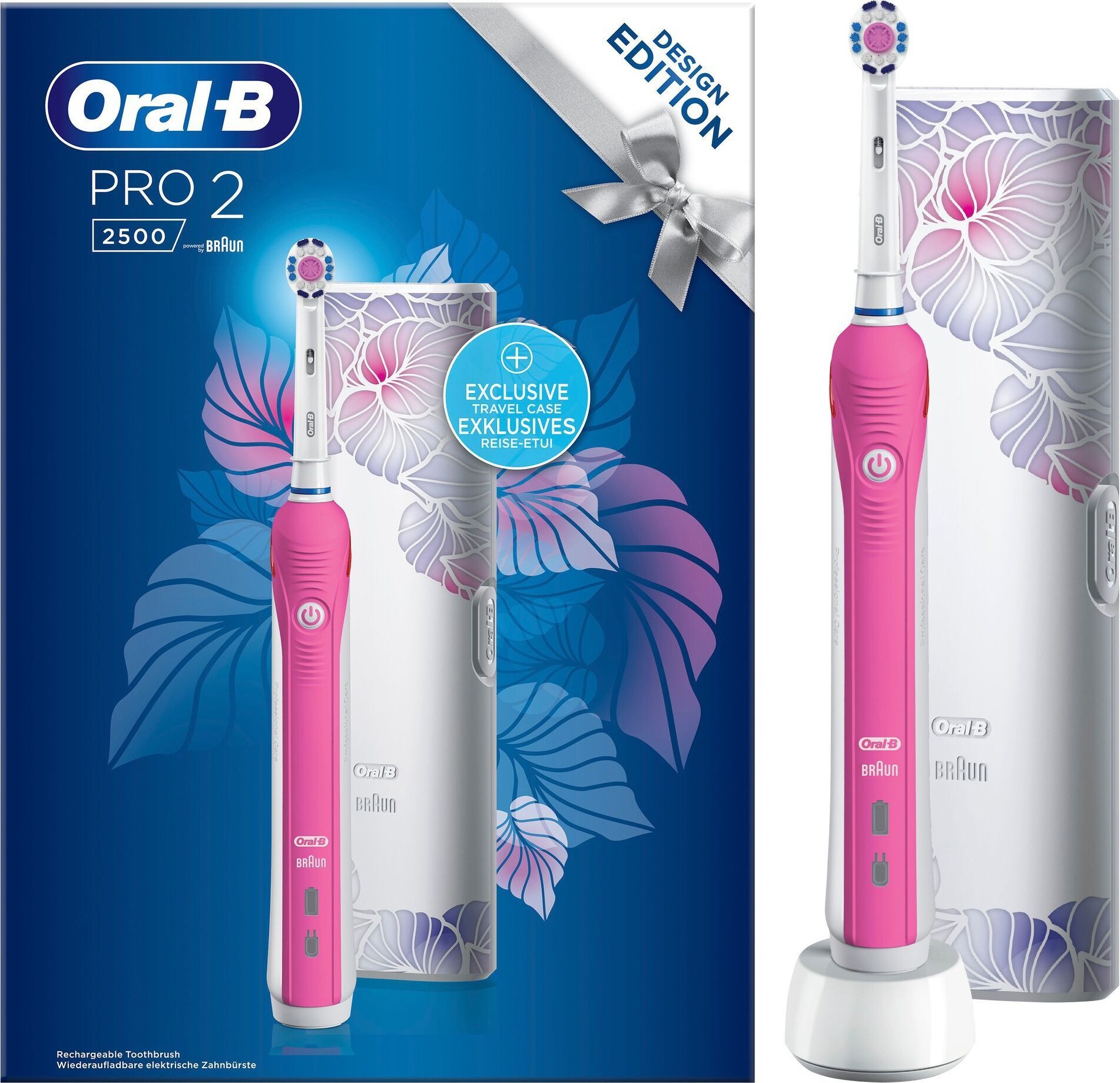 Oral-B Pro 2 2500 elektrisk tannbørste gavesett 319313 (rosa) - Elektriske  tannbørster - Elkjøp