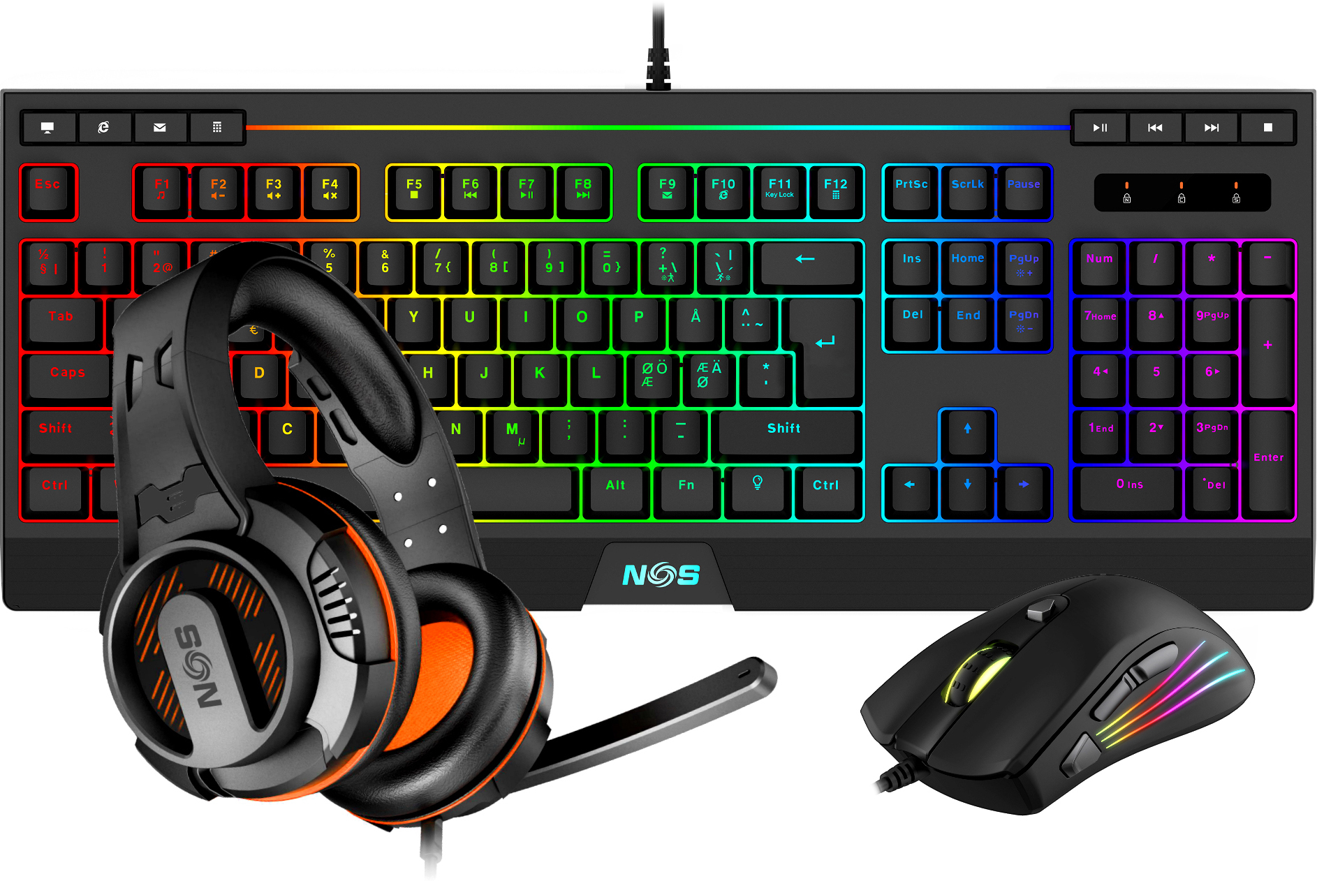 NOS Z-300 3-i-1-pakke med headset/tastatur/mus for gaming - Gamingtastatur  - Elkjøp