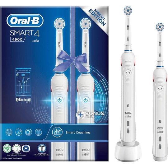 Oral-B Smart 4 elektrisk tannbørste (duo-pakke) SMART4900DUO - Elkjøp