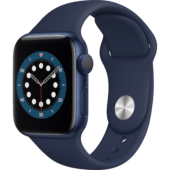 Apple Watch Series 6 40mm GPS (blå alu/marineblå sportsreim) - Elkjøp