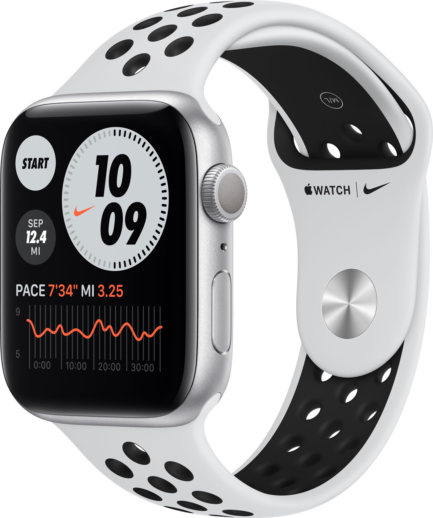 Apple Watch Nike Series 6 44mm GPS (sølv alu/platinagrå sportsreim) - Elkjøp