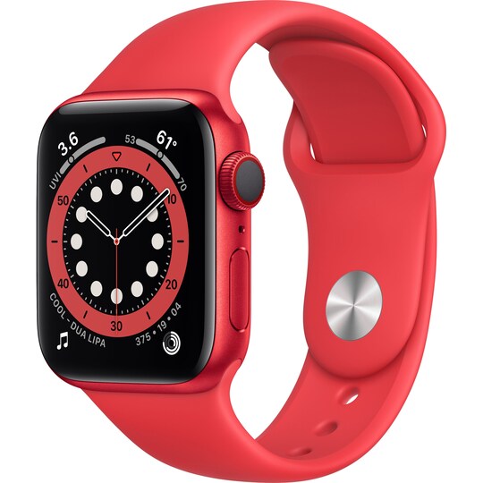 Apple Watch Series 6 40mm GPS+4G LTE (rød alu/rød sportsreim) - Elkjøp
