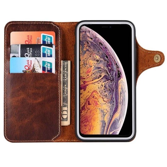 Mobil lommebok 3-kort ekte lær Apple iPhone 12 mini (5.4 ") - brun - Elkjøp