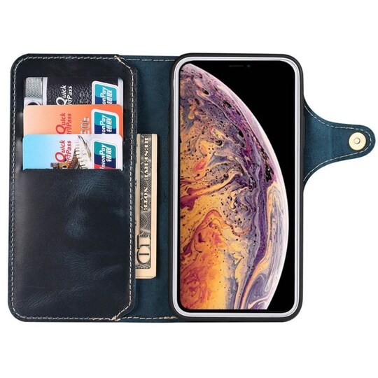 Mobil lommebok 3-kort ekte lær Apple iPhone 12 mini (5.4 ") - Blå - Elkjøp