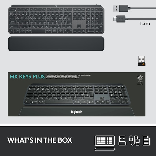 Logitech MX Keys Plus trådløst tastatur (graphite black) - Elkjøp
