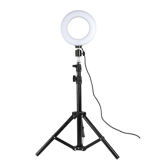 INF Roterbar selfie på stativ med LED-lys, 25 cm - Svart - Elkjøp