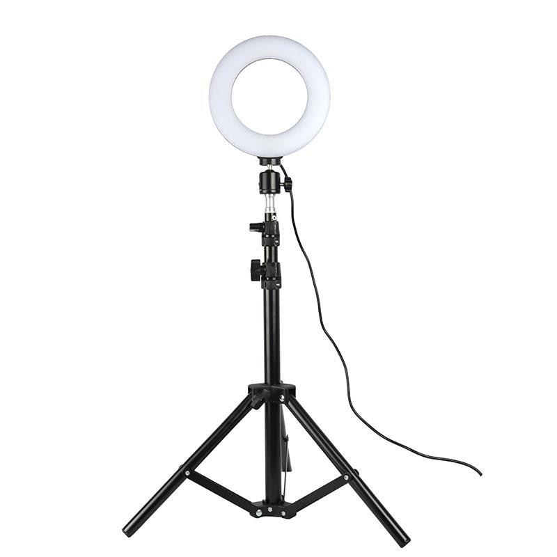 Roterbar selfie på stativ med LED-lys, 25 cm - Svart - Elkjøp