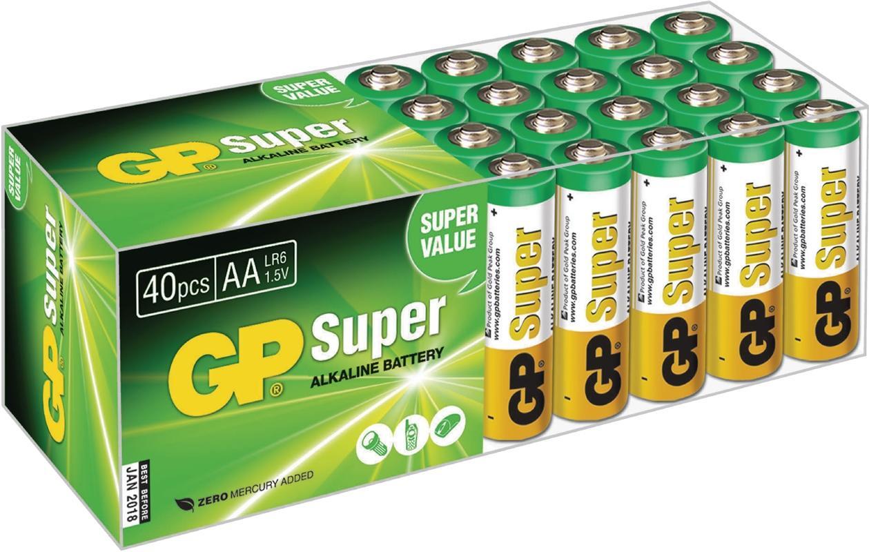 Alkaline Batteri AA 1.5 V Super 40-Boks - Elkjøp