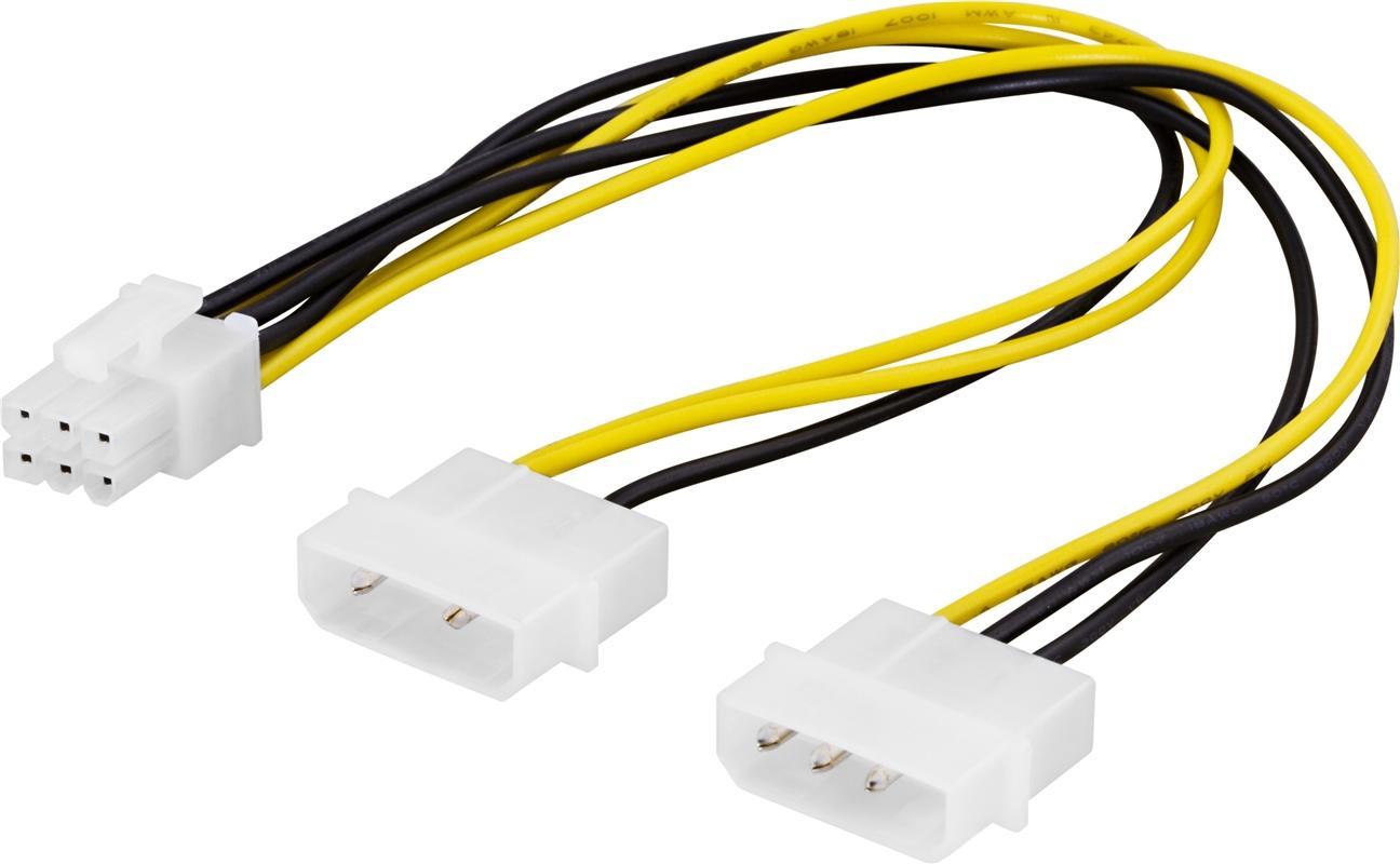 DELTACO adapterkabel 2x4-pin til 6-pin PCI-Express, 25cm - Elkjøp