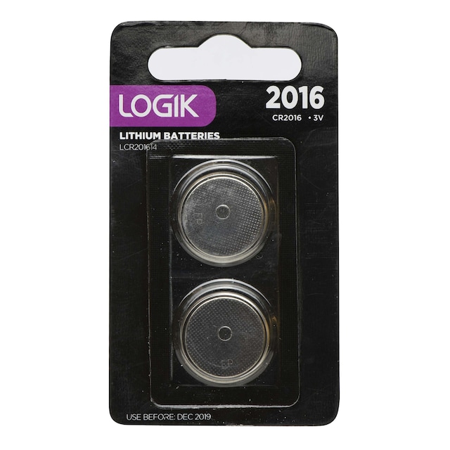 Logik knappcellebatteri CR2016 (2 stk)