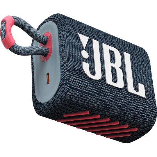 JBL GO 3 bærbar trådløs høyttaler (korallblå) - Elkjøp