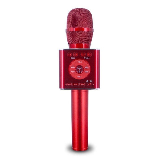 INF Trådløs Karaoke-mikrofon med Bluetooth-høyttaler 2x5W rød - Elkjøp
