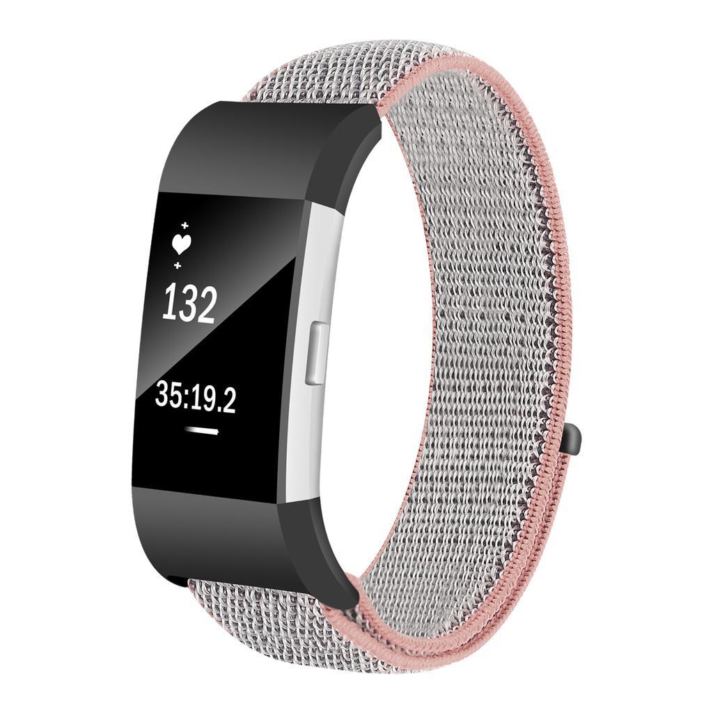 Fitbit Charge 2 armbånd nylon grå / rosa (S) - Elkjøp
